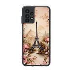 BG AKSESUAR Samsung Galaxy A23 ile Uyumlu Eyfel Kulesi Baskılı, Mat Siyah, Yumuşak Silikon, Şok Emici Koruyucu Kılıf