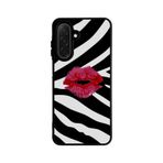 BG AKSESUAR Samsung Galaxy A26 ile Uyumlu Siyah Baskılı Silikon Kılıf, Zebra Desen, Kırmızı Dudak, A++ Kalite Koruma