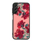 BG AKSESUAR Samsung Galaxy A34 ile Uyumlu Çiçek Desenli Siyah Kılıf, Silikon, Şok Emici