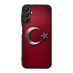 BG AKSESUAR Samsung Galaxy A34 ile Uyumlu Türk Bayrağı Baskılı Siyah Kılıf, Yumuşak Silikon, Koruyucu, Şok Emici Kapak