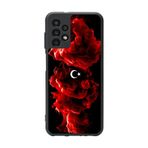 BG AKSESUAR Samsung Galaxy A52 ile Uyumlu Mat Siyah Kılıf, Türk Bayrağı Baskılı, Yumuşak Silikon, Şok Emici