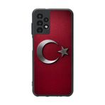 BG AKSESUAR Samsung Galaxy A52 Uyumlu Türk Bayrağı Baskılı Mat Siyah Silikon Kılıf, Şok Emici Koruyucu Kapak