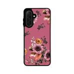 BG AKSESUAR Samsung Galaxy A56 ile Uyumlu Çiçek Baskılı Silikon Kılıf, Pembe, Siyah Kenar