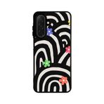BG AKSESUAR Samsung Galaxy A56 ile Uyumlu Siyah Baskılı Silikon Kılıf, Renkli Çiçek Deseni, A++ Kalite Koruma
