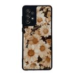 BG AKSESUAR Samsung Galaxy A73 ile Uyumlu Kılıf, Çiçek Desenli, Mat Siyah, Yumuşak Silikon, Şok Emici
