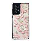 BG AKSESUAR Samsung Galaxy A73 ile Uyumlu Kılıf, Çiçek Desenli, Silikon, Şok Emici, Mat Siyah