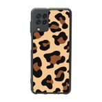 BG AKSESUAR Samsung Galaxy M22 ile Uyumlu Pastel Leopar Desenli Mat Siyah Silikon Kılıf, Şok Emici Koruyucu Kapak