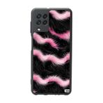 BG AKSESUAR Samsung Galaxy M22 Uyumlu Leopar Kürk Desenli Mat Siyah Silikon Kılıf, Şok Emici Koruyucu Kapak