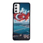 BG AKSESUAR Samsung Galaxy M52 Uyumlu Mat Siyah Kılıf, Türk Bayrağı Baskılı, Yumuşak Silikon, Şok Emici