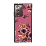 BG AKSESUAR Samsung Galaxy Note 20 Ultra ile Uyumlu Kılıf, Çiçek Deseni, Siyah, Yumuşak Silikon, Şok Emici