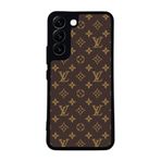 BG AKSESUAR Samsung Galaxy S22 ile Uyumlu LouisVuitton Desenli Siyah Kılıf, Silikon, Şok Emici