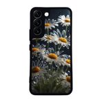BG AKSESUAR Samsung Galaxy S22 ile Uyumlu Siyah Kılıf, Çiçek Deseni, Silikon, Şok Emici