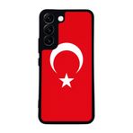 BG AKSESUAR Samsung Galaxy S22 ile Uyumlu Türk Bayrağı Tasarımlı Glossy Premium Kılıf, Kırmızı
