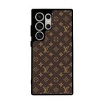 BG AKSESUAR Samsung Galaxy S23 Ultra Uyumlu Kılıf, Mat Siyah, LouisVuitton Deseni, Silikon