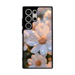 BG AKSESUAR Samsung Galaxy S23 Ultra Uyumlu Mat Siyah Kılıf, Yumuşak Silikon, Çiçek Desen, Şok Emici