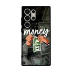 BG AKSESUAR Samsung Galaxy S23 Ultra Uyumlu Mat Siyah Kılıf, Yumuşak Silikon, Koruyucu, Şok Emici, Money Baskılı