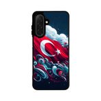 BG AKSESUAR Samsung Galaxy S24 ile Uyumlu Türk Bayrağı Baskılı Siyah Silikon Kılıf, Şok Emici Koruyucu Kapak