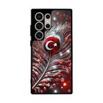 BG AKSESUAR Samsung Galaxy S24 Ultra Uyumlu Bayrak Figürlü Mat Siyah Silikon Kılıf, Yumuşak, Koruyucu, Şok Emici