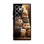 BG AKSESUAR Samsung Galaxy S24 Ultra Uyumlu Kedi Figürü Temalı Silikon Kılıf, Mat Siyah, Yumuşak Silikon, Şok Emici