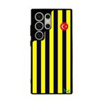 BG AKSESUAR Samsung Galaxy S24 Ultra Uyumlu Kılıf, Fenerbahçe Tasarımı, Sarı-Lacivert Baskılı, Mat Siyah, Yumuşak Silikon, Şok Emici