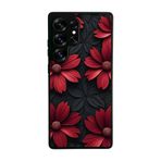 BG AKSESUAR Samsung Galaxy S25 Ultra Uyumlu Çiçek Desenli Mat Siyah Silikon Kılıf, Yumuşak, Koruyucu, Şok Emici