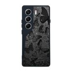 BG AKSESUAR Tecno Camon 40 ile Uyumlu Kelebek Desenli Siyah Silikon Kılıf, Çiziklere ve Darbelere Karşı Koruma
