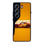 BG AKSESUAR Tecno Camon 40 ile Uyumlu Şimsek McQueen Tasarımlı Glossy Premium Kılıf, Sarı-Siyah