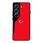 BG AKSESUAR Tecno Camon 40 ile Uyumlu Türk Bayrağı Tasarımlı Glossy Premium Kılıf, Kırmızı-Siyah