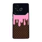 BG AKSESUAR Tecno Pova 6 ile Uyumlu Kılıf, LouisVuitton Tasarım, Mat Siyah, Yumuşak Silikon, Şok Emici
