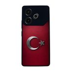 BG AKSESUAR Tecno Pova 6 ile Uyumlu Kılıf, Türk Bayrağı Baskılı, Mat Siyah, Yumuşak Silikon, Koruyucu, Şok Emici
