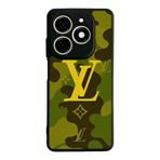 BG AKSESUAR Tecno Spark 20 ile Uyumlu Kılıf, LouisVuitton Tasarım, Mat Siyah, Yumuşak Silikon, Koruyucu, Şok Emici