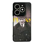 BG AKSESUAR Tecno Spark 20 ile Uyumlu Kılıf, Mustafa Kemal Atatürk Baskılı, Mat Siyah, Yumuşak Silikon, Şok Emici