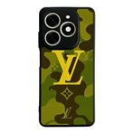 BG AKSESUAR Tecno Spark 20C ile Uyumlu Kılıf, LouisVuitton Tasarım, Mat Siyah, Yumuşak Silikon, Koruyucu, Şok Emici