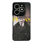 BG AKSESUAR Tecno Spark 20C ile Uyumlu Kılıf, Mustafa Kemal Atatürk Baskılı, Mat Siyah, Yumuşak Silikon, Şok Emici