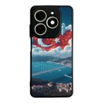 BG AKSESUAR Tecno Spark 20C ile Uyumlu Kılıf, Türk Bayrağı Baskılı, Mat Siyah, Yumuşak Silikon, Şok Emici