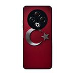 BG AKSESUAR Tecno Spark 30 ile Uyumlu Türk Bayrağı Baskılı Mat Siyah Silikon Kılıf, Şok Emici Koruyucu Kapak