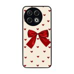 BG AKSESUAR Tecno Spark 30 Pro ile Uyumlu Kurdele Tasarımlı Glossy Premium Kılıf, Krem-Kırmızı