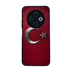 BG AKSESUAR Tecno Spark 30C ile Uyumlu Türk Bayrağı Baskılı Siyah Kılıf, Yumuşak Silikon, Koruyucu, Şok Emici Kapak