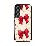 BG AKSESUAR Tecno Spark 40 Pro ile Uyumlu Kurdele Tasarımlı Glossy Premium Kılıf, Krem-Kırmızı