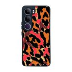 BG AKSESUAR Vivo V40 Lite ile Uyumlu Pastel Leopar Desenli Mat Siyah Silikon Kılıf, Şok Emici Koruyucu Kapak