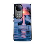 BG AKSESUAR Vivo V50 5G ile Uyumlu Baskılı, Mat Siyah, Yumuşak Silikon, Koruyucu, Şok Emici Kapak Kılıf, Doğa Manzara