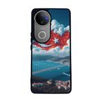 BG AKSESUAR Vivo V50 5G ile Uyumlu Mat Siyah Kılıf, Türk Bayrağı Baskılı, Yumuşak Silikon, Şok Emici