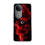 BG AKSESUAR Vivo V50 5G ile Uyumlu Mat Siyah Kılıf, Yumuşak Silikon, Koruyucu, Şok Emici, Türk Bayrağı Baskılı
