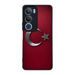 BG AKSESUAR Vivo Y19s ile Uyumlu Türk Bayrağı Baskılı Siyah Silikon Kılıf, Şok Emici Koruyucu Kapak