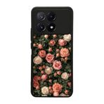 BG AKSESUAR Xiaomi Poco X6 Pro ile Uyumlu Kılıf, Çiçek Desenli, Siyah, Yumuşak Silikon, Şok Emici