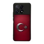 BG AKSESUAR Xiaomi Poco X6 Pro ile Uyumlu Türk Bayrağı Baskılı Siyah Kılıf, Yumuşak Silikon, Koruyucu, Şok Emici