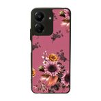BG AKSESUAR Xiaomi Redmi 13C Uyumlu Kılıf, Çiçek Desenli, Mat Siyah, Silikon, Şok Emici