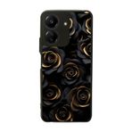 BG AKSESUAR Xiaomi Redmi 13C Uyumlu Kılıf, Mat Siyah, Yumuşak Silikon, Koruyucu, Şok Emici, Çiçek Deseni