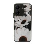 BG AKSESUAR Xiaomi Redmi 13C Uyumlu Mat Siyah Kılıf, Çiçek Desenli, Yumuşak Silikon, Şok Emici