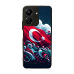 BG AKSESUAR Xiaomi Redmi 13C Uyumlu Mat Siyah Kılıf, Türk Bayrağı Baskılı, Yumuşak Silikon, Koruyucu, Şok Emici